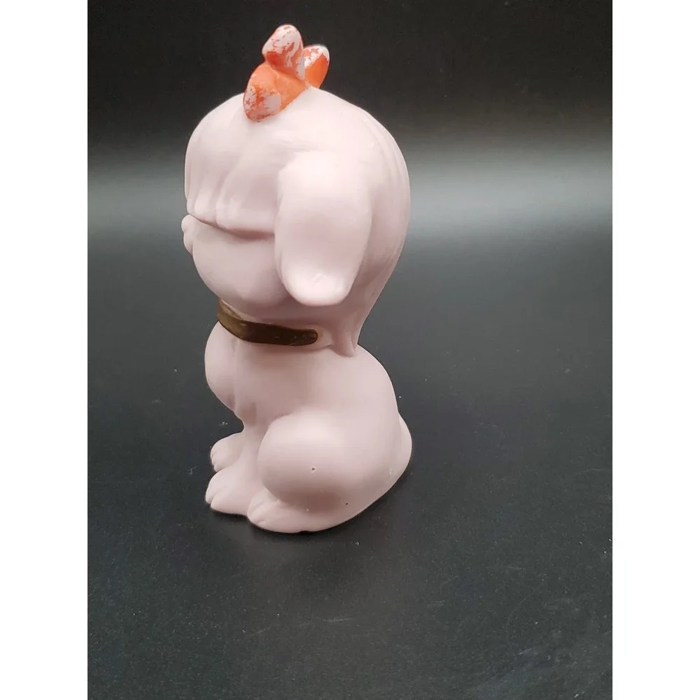 Vintage‎ Kelvin's Dog With Hair Bow Pink Figurine